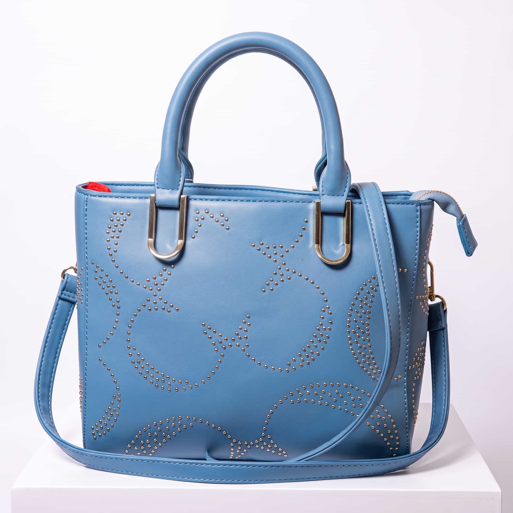 Sac à main cabas en similicuir - cloutés dorés