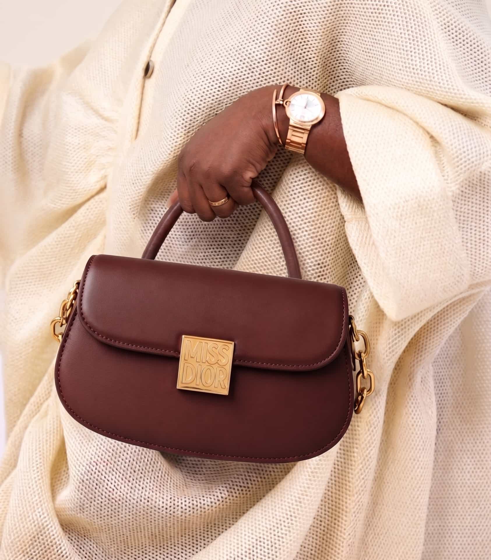 Sac à Rabat Miss Dior en Cuir Lisse – Bordeaux