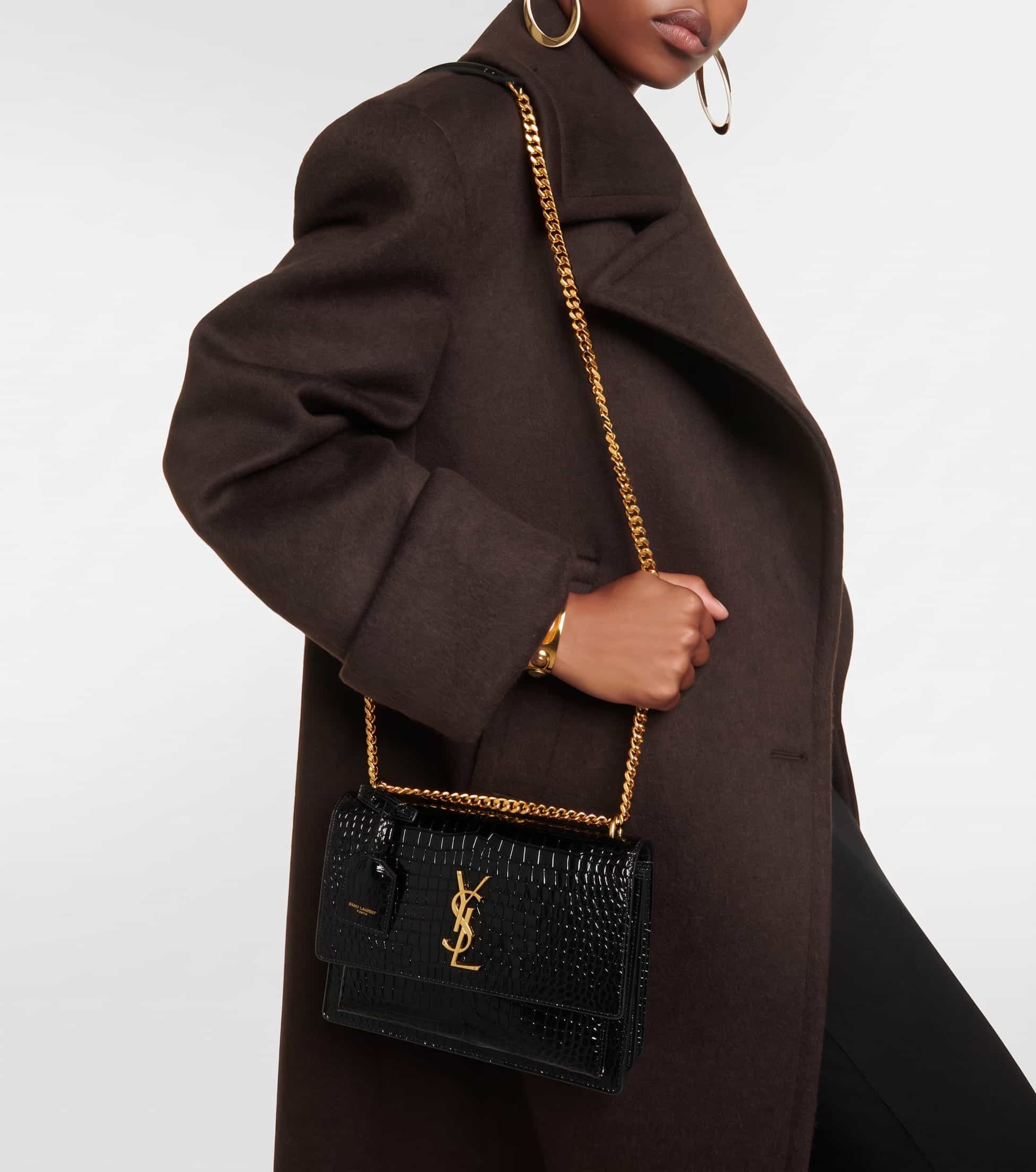 Sac à bandoulière en cuir noir - Saint Laurent Kate
